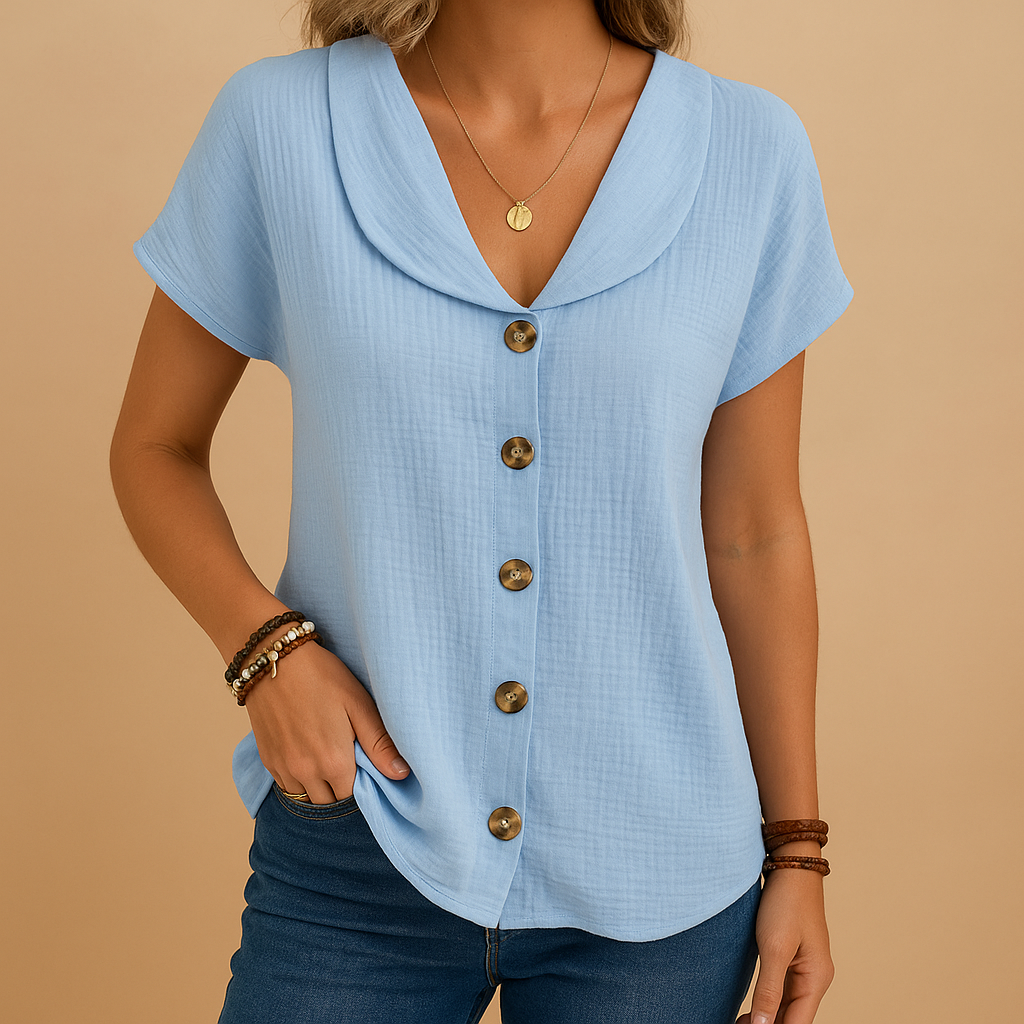 Women’s elegant button-up blouse with collar and breathable fit, perfect for casual and semi-formal occasions.