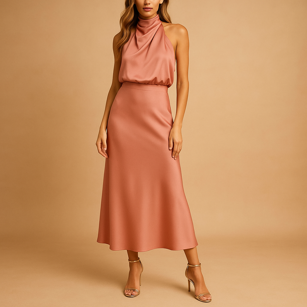 Elegant casual dress for women made from breathable fabric, perfect for spring and summer, suitable for casual wear or formal occasions.