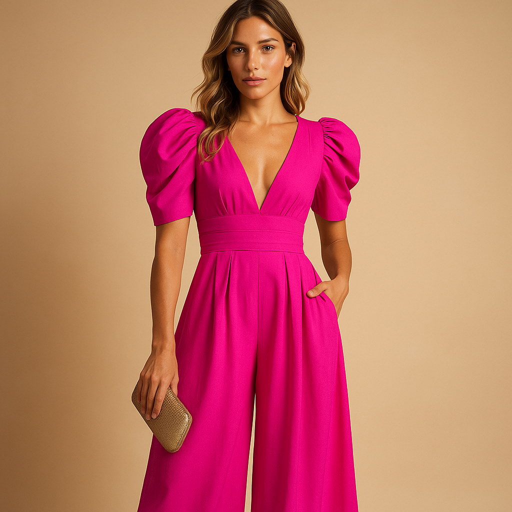 Women’s elegant long jumpsuit with tailored silhouette, perfect for formal dinners, galas, and chic evening occasions.