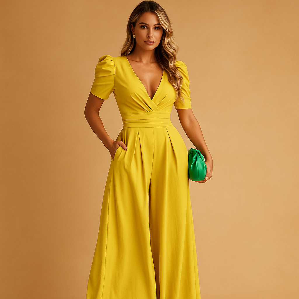 Women’s elegant long jumpsuit with tailored silhouette, perfect for formal dinners, galas, and chic evening occasions.