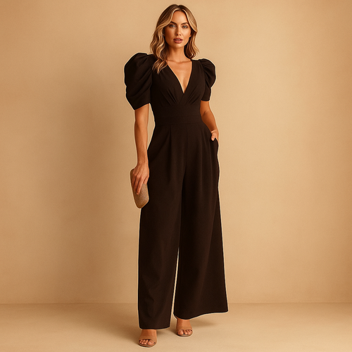 Women’s elegant long jumpsuit with tailored silhouette, perfect for formal dinners, galas, and chic evening occasions.