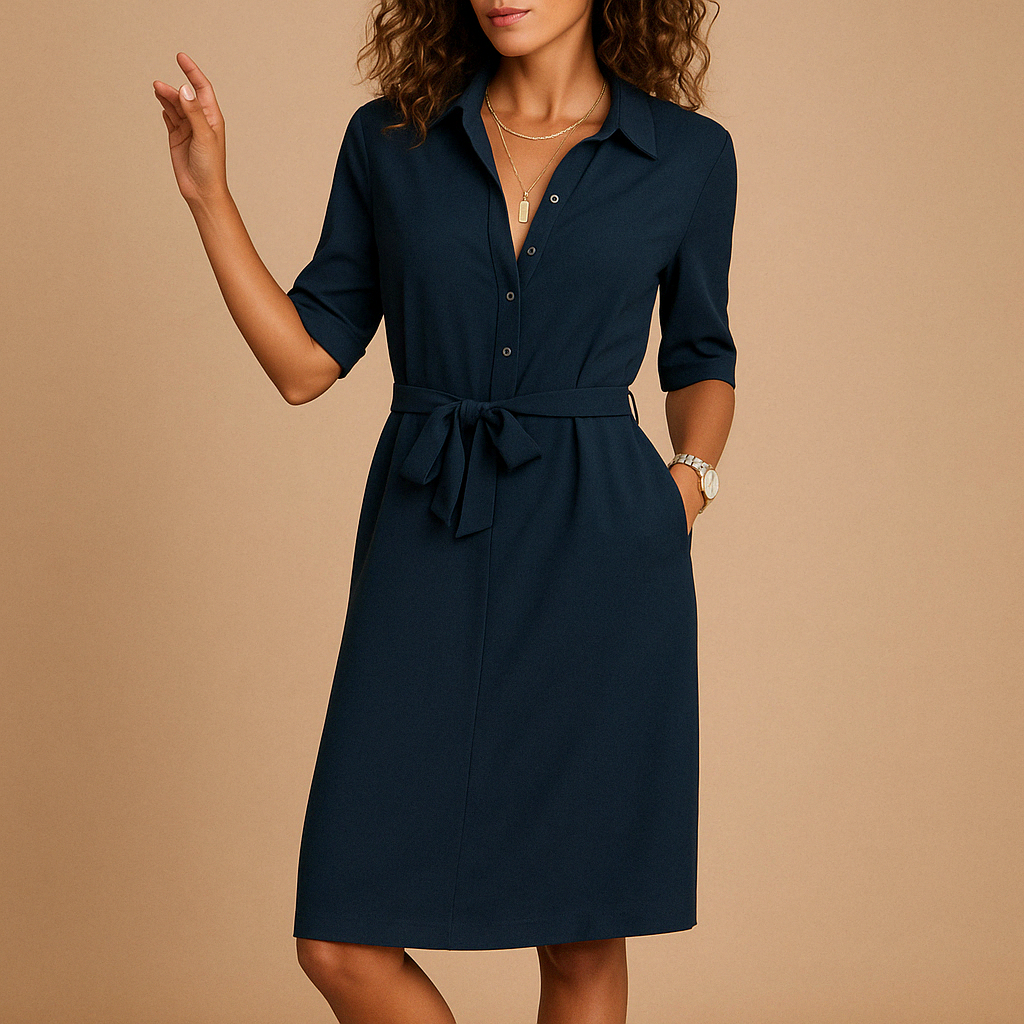 Women’s elegant modern dress with flattering fit and timeless silhouette, perfect for work, casual wear, or a night out.