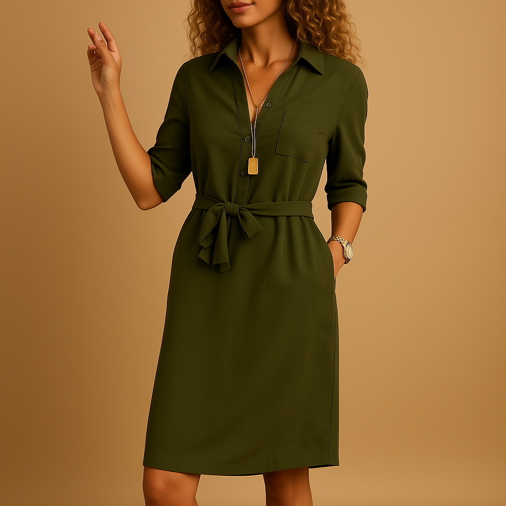Women’s elegant modern dress with flattering fit and timeless silhouette, perfect for work, casual wear, or a night out.