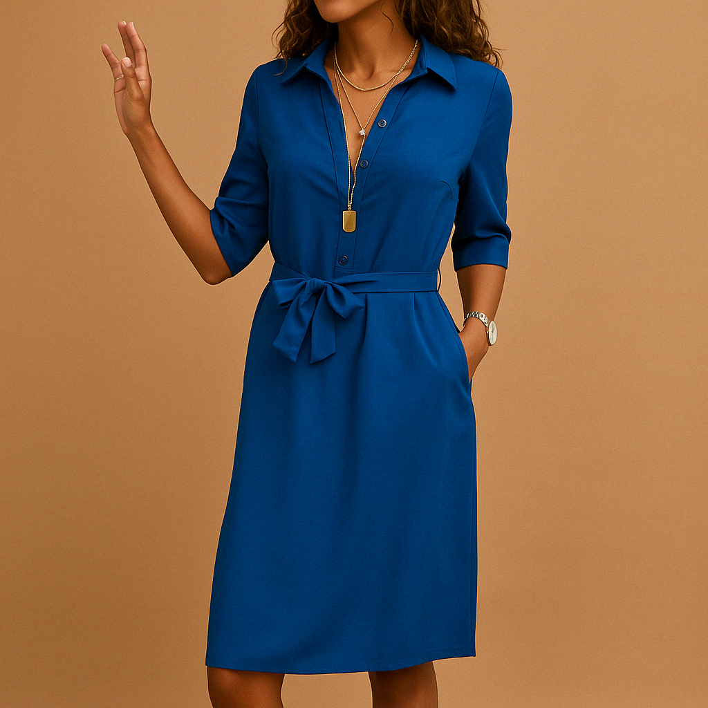 Women’s elegant modern dress with flattering fit and timeless silhouette, perfect for work, casual wear, or a night out.