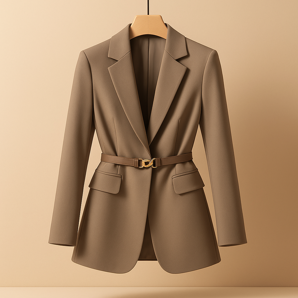 Elegant tailored blazer for women with a refined silhouette and minimalist design, available in classic colors.