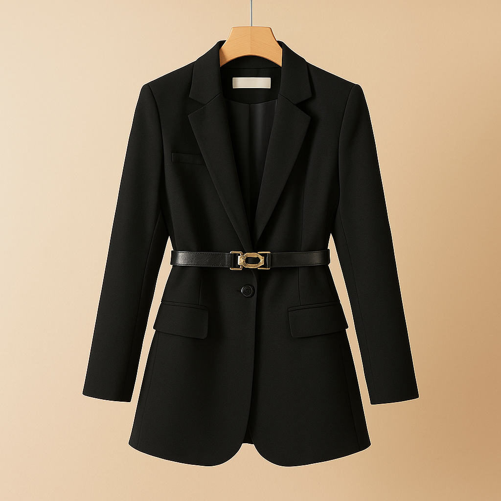 Elegant tailored blazer for women with a refined silhouette and minimalist design, available in classic colors.