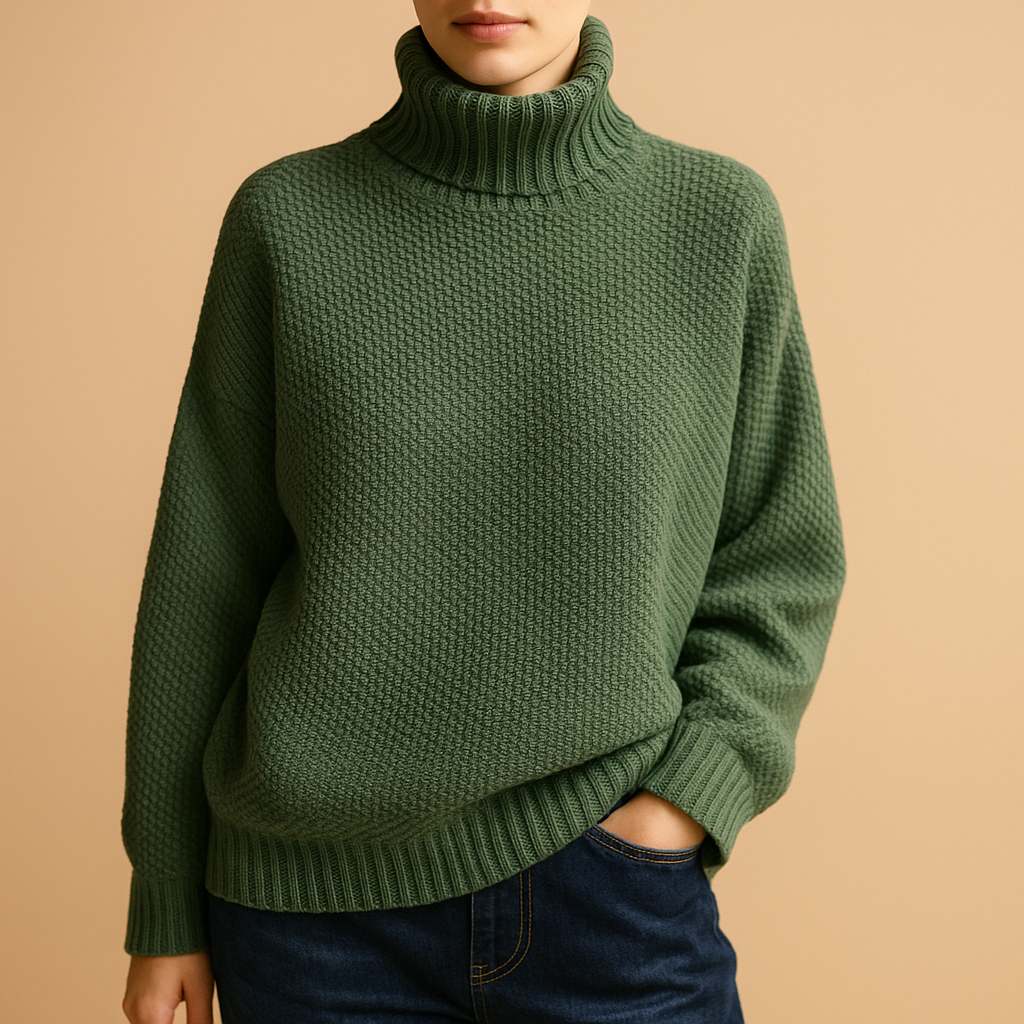 Elegant women’s turtleneck sweater with a classic fit and soft collar, ideal for casual and formal outfits in any season.