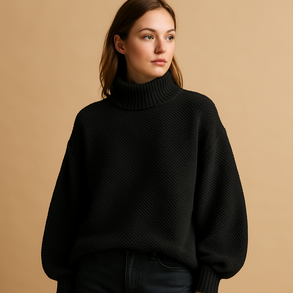 Elegant women’s turtleneck sweater with a classic fit and soft collar, ideal for casual and formal outfits in any season.