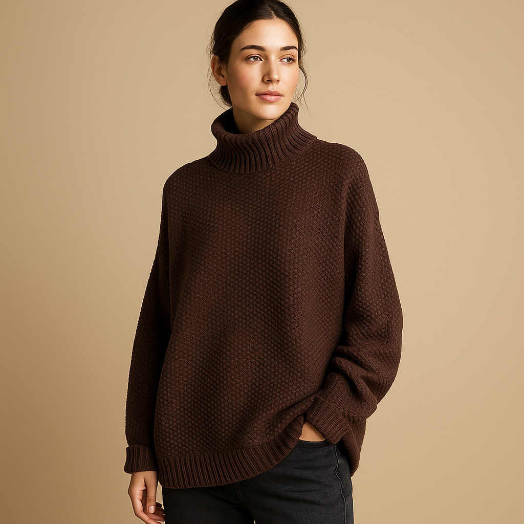 Elegant women’s turtleneck sweater with a classic fit and soft collar, ideal for casual and formal outfits in any season.