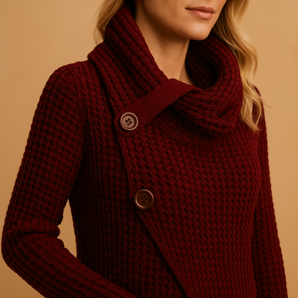 Fitted knitted sweater for women with tailored cut, soft breathable texture, and feminine silhouette. Perfect for versatile everyday outfits.