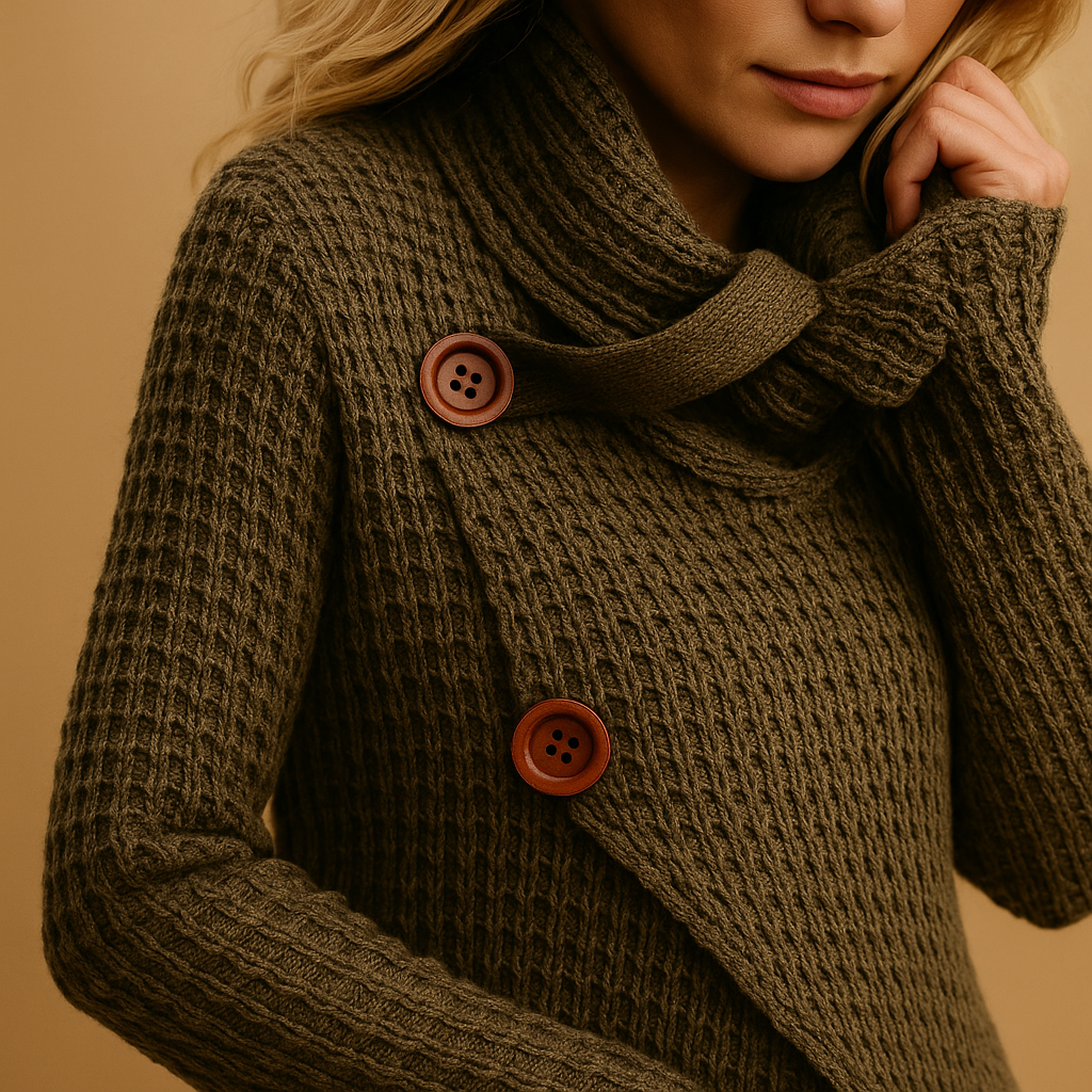 Fitted knitted sweater for women with tailored cut, soft breathable texture, and feminine silhouette. Perfect for versatile everyday outfits.