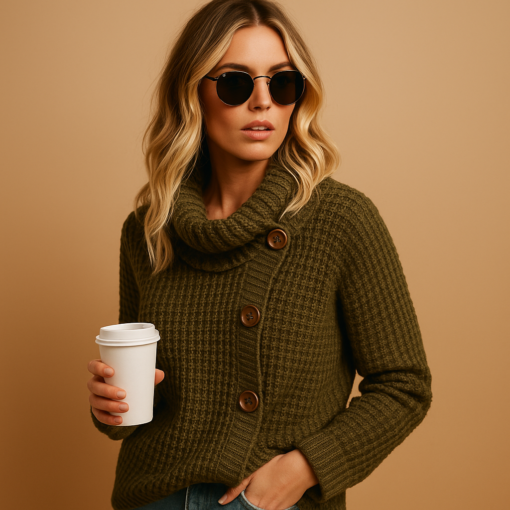 Fitted knitted sweater for women with tailored cut, soft breathable texture, and feminine silhouette. Perfect for versatile everyday outfits.