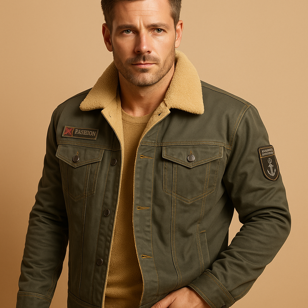 Men’s fleece motorcycle jacket with reinforced protection and sporty design, ideal for cold-weather rides and everyday wear.