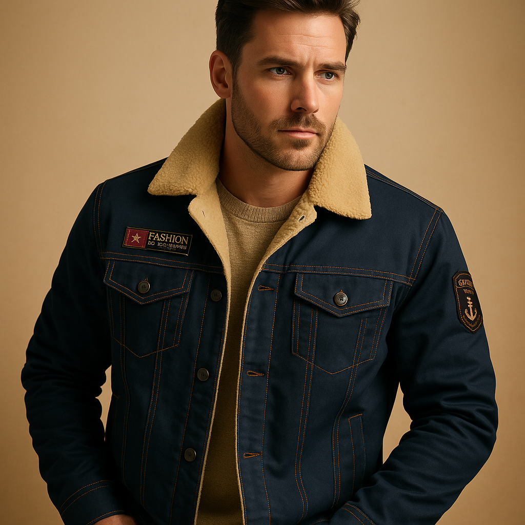Men’s fleece motorcycle jacket with reinforced protection and sporty design, ideal for cold-weather rides and everyday wear.