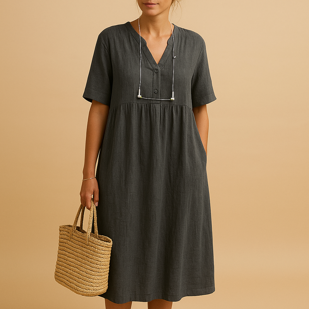 Flowy summer dress for women with breathable fabric and loose fit, perfect for casual wear, city walks, and summer occasions.