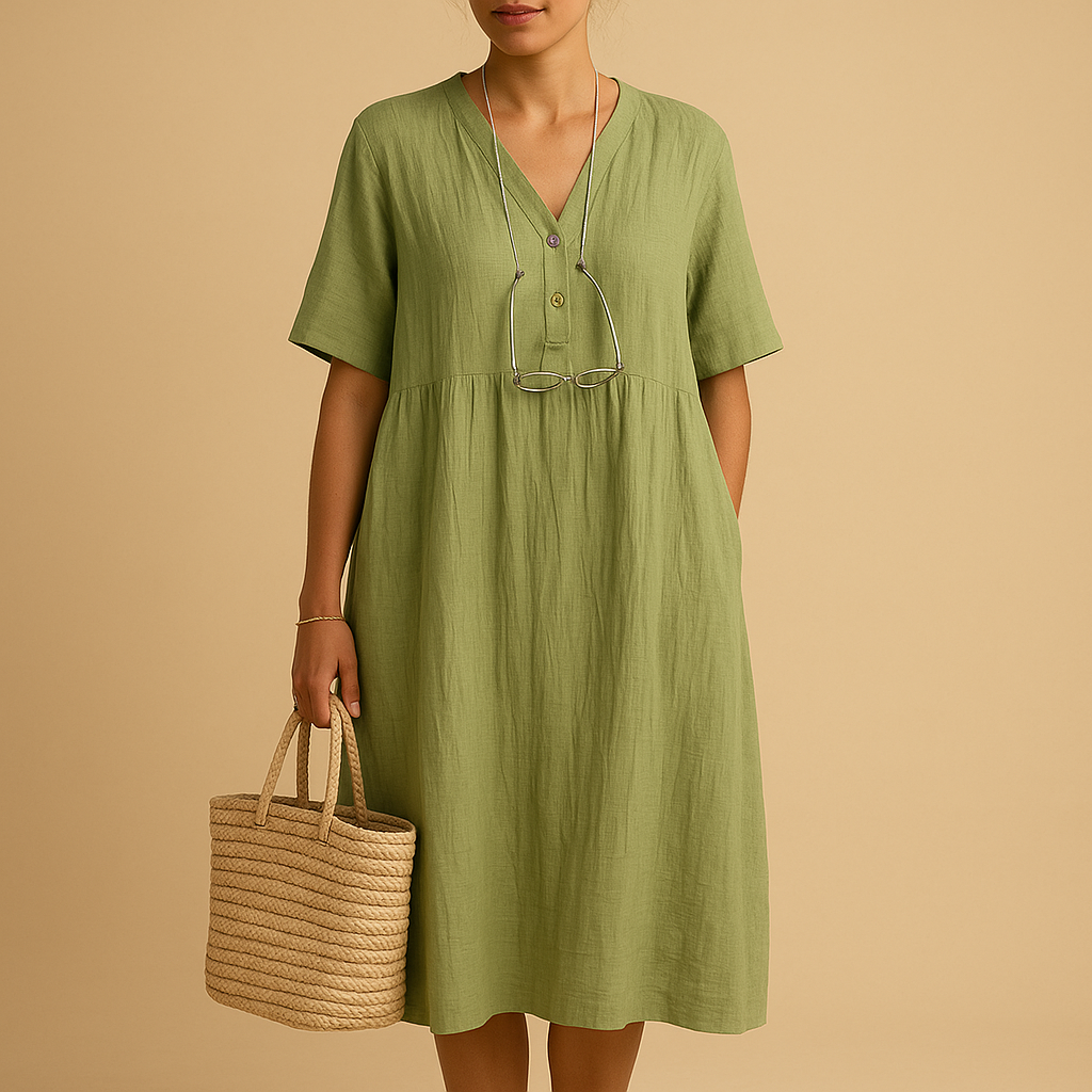 Flowy summer dress for women with breathable fabric and loose fit, perfect for casual wear, city walks, and summer occasions.