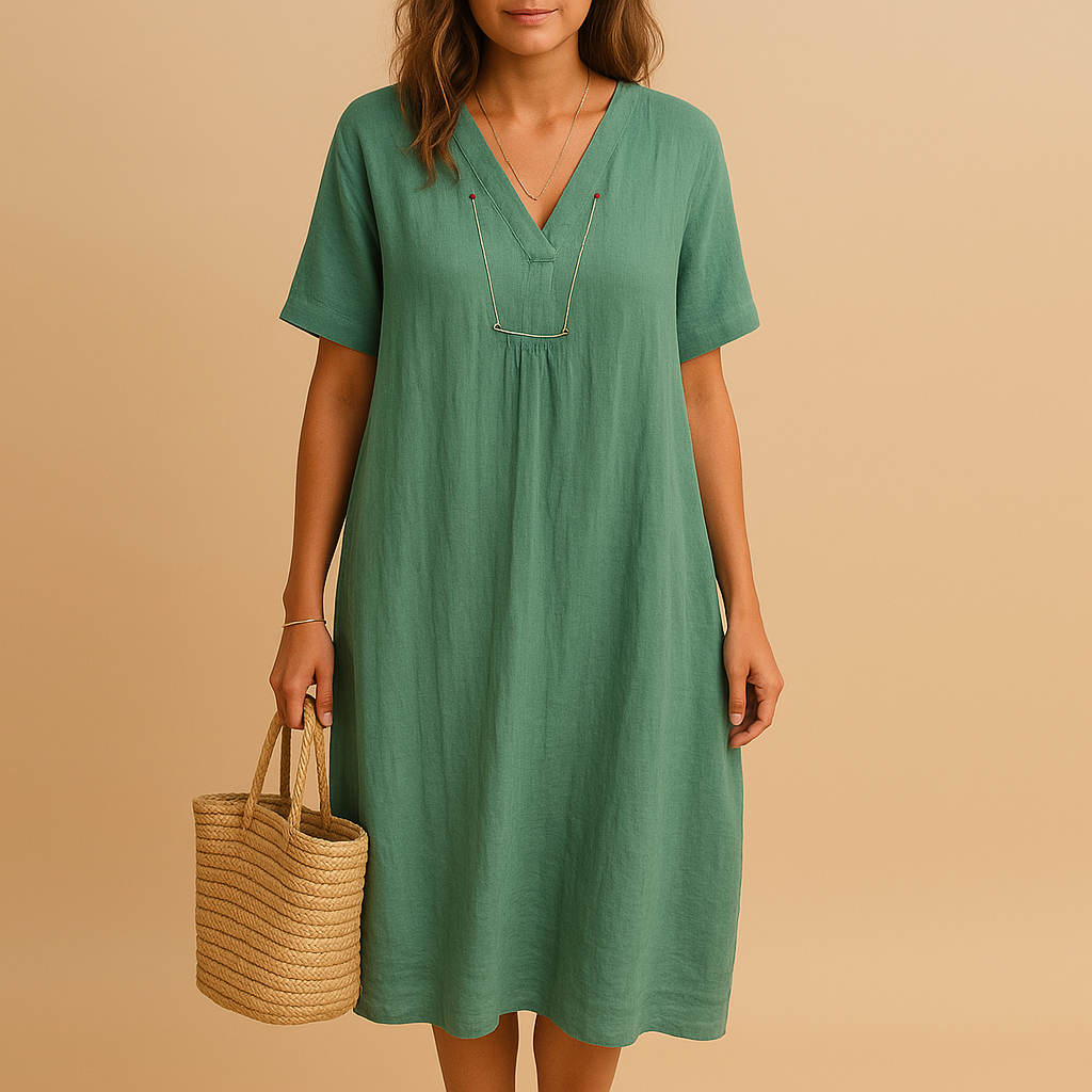 Flowy summer dress for women with breathable fabric and loose fit, perfect for casual wear, city walks, and summer occasions.