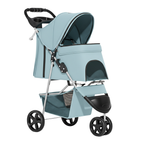 Foldable Pet Stroller with Weather Cover, Cup Holders, Storage Basket