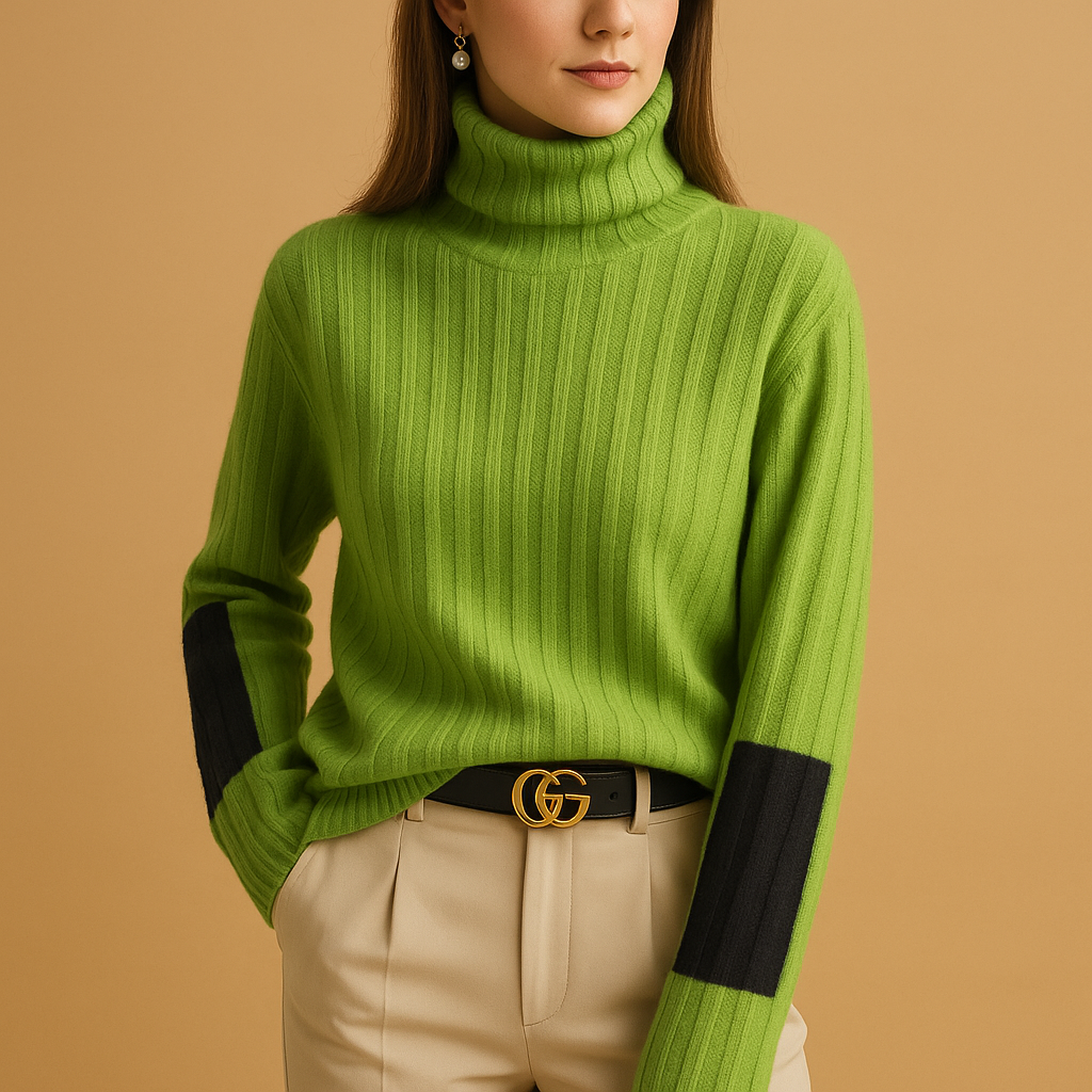 Women’s high neck knitted sweater with slim fit, soft breathable fabric, and long sleeves for stylish layered outfits from autumn to spring.