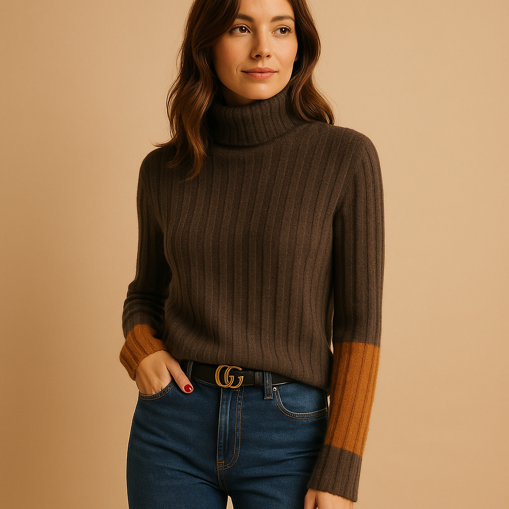 Women’s high neck knitted sweater with slim fit, soft breathable fabric, and long sleeves for stylish layered outfits from autumn to spring.