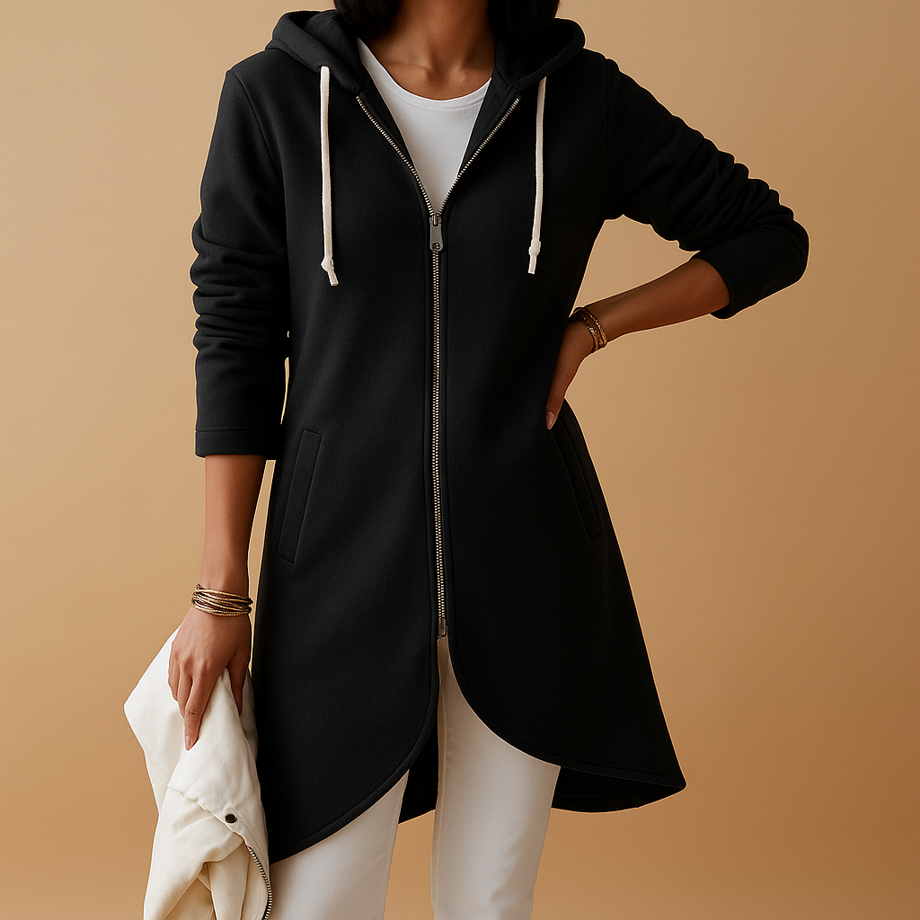 Knitted women’s zip cardigan with relaxed fit and soft fabric, perfect for daily wear, work, and weekend outfits.