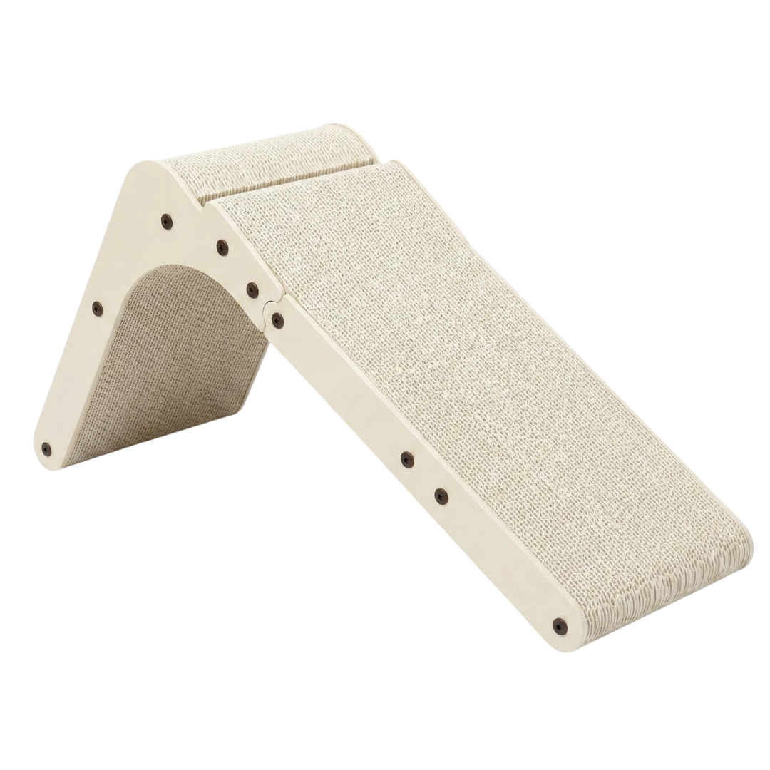 L-Shaped Cardboard Cat Scratcher with Vertical and Flat Panels