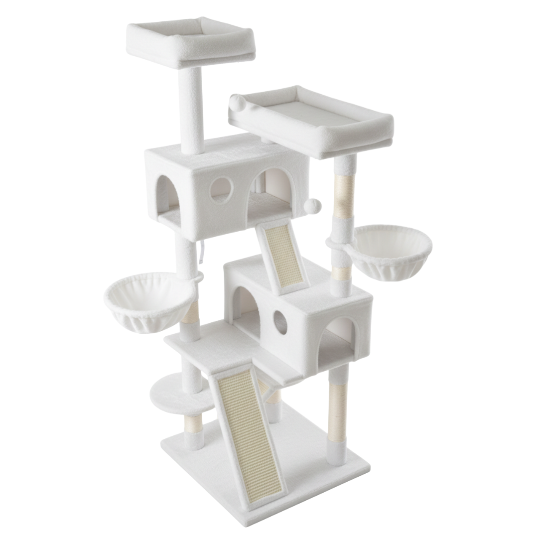 Large Indoor Cat Tree Tower with Plush Perches and Scratching Posts
