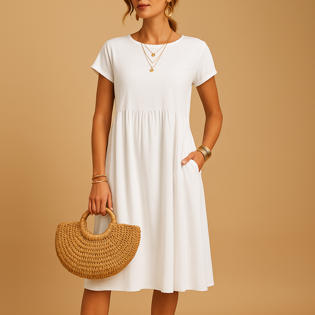 Women’s light summer dress with airy fabric and flattering fit, ideal for warm days, casual outings, and elegant occasions.