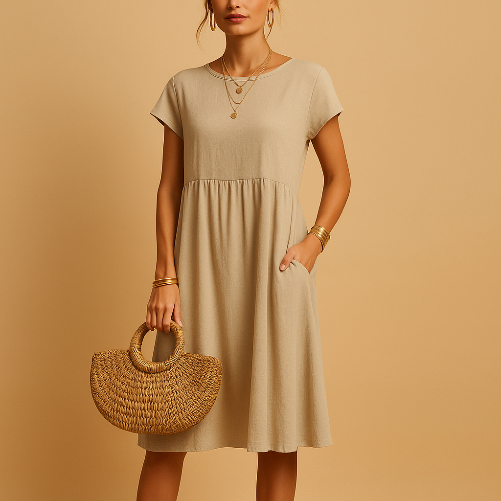 Women’s light summer dress with airy fabric and flattering fit, ideal for warm days, casual outings, and elegant occasions.
