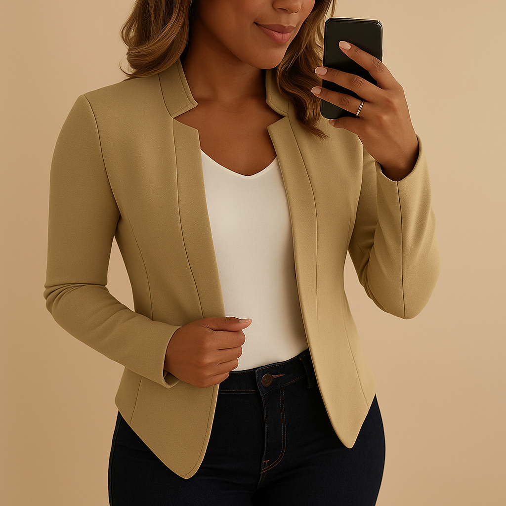 Lightweight blazer for women with lapel collar and regular fit, ideal for spring and summer styling.