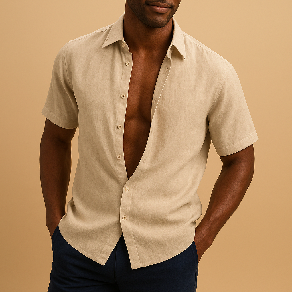 Men’s lightweight breathable shirt available in multiple colors, designed for comfort and style during warm days or business occasions.