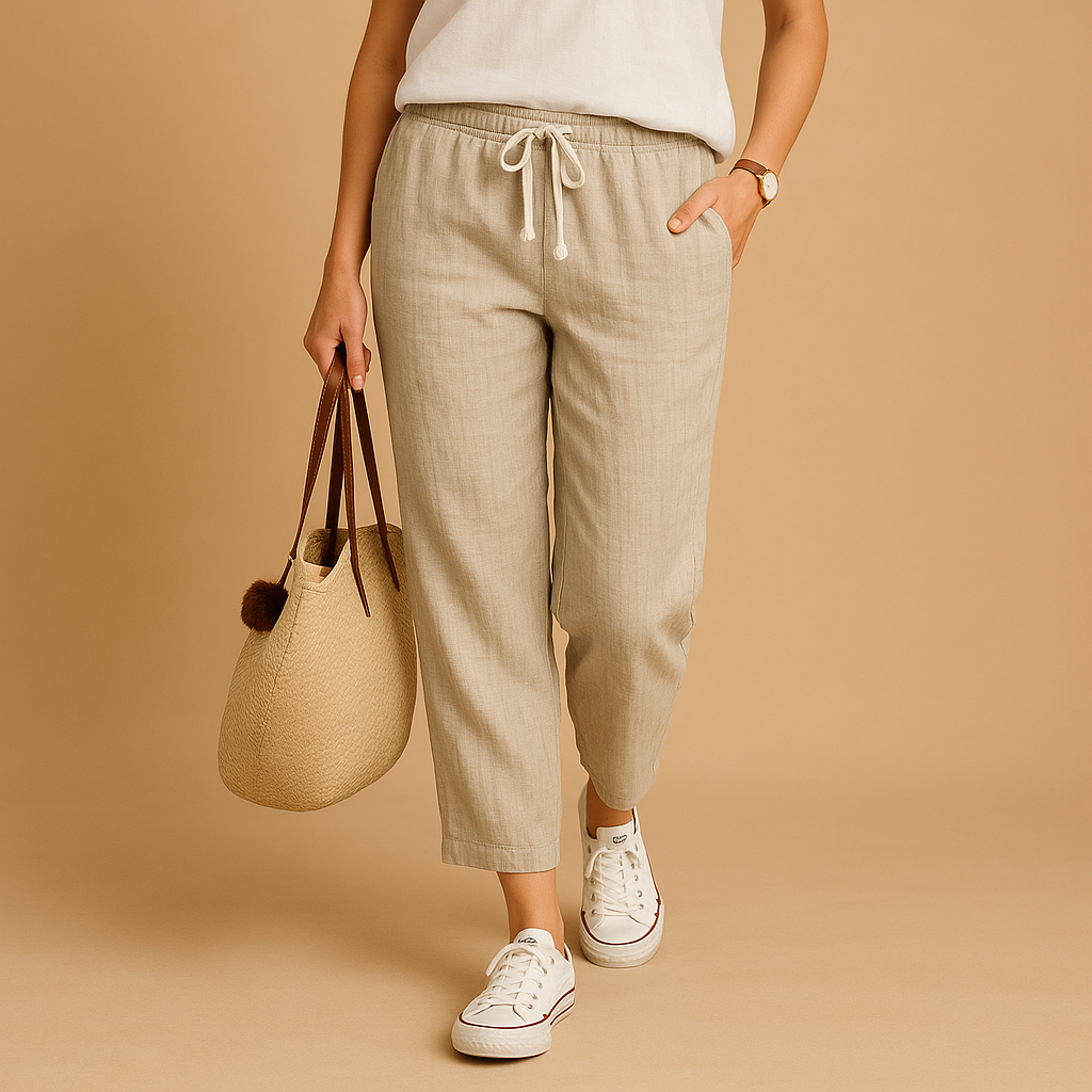 Women’s lightweight casual pants with breathable fabric and flexible fit, perfect for spring, casual wear, and active days.
