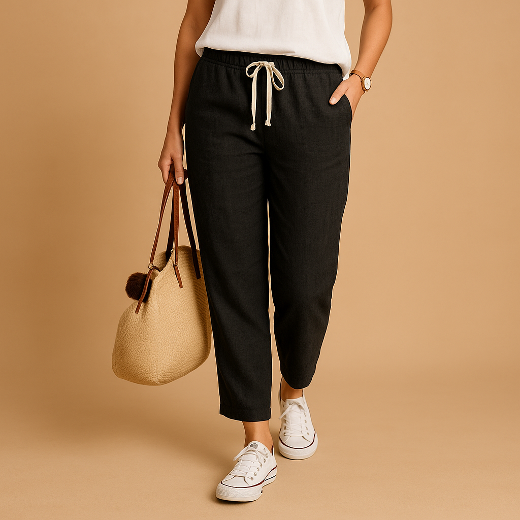Women’s lightweight casual pants with breathable fabric and flexible fit, perfect for spring, casual wear, and active days.