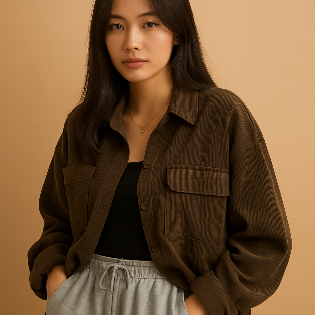 Women’s lightweight corduroy summer jacket with breathable fit and minimalist design, ideal for daily wear and warm-season outfits.