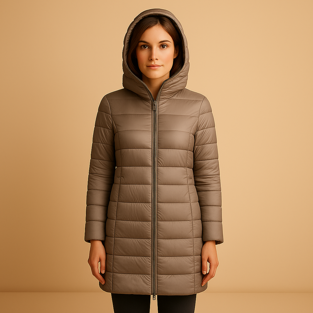 Lightweight padded women’s jacket with insulated design and modern streamlined fit, ideal for winter and transitional seasons.