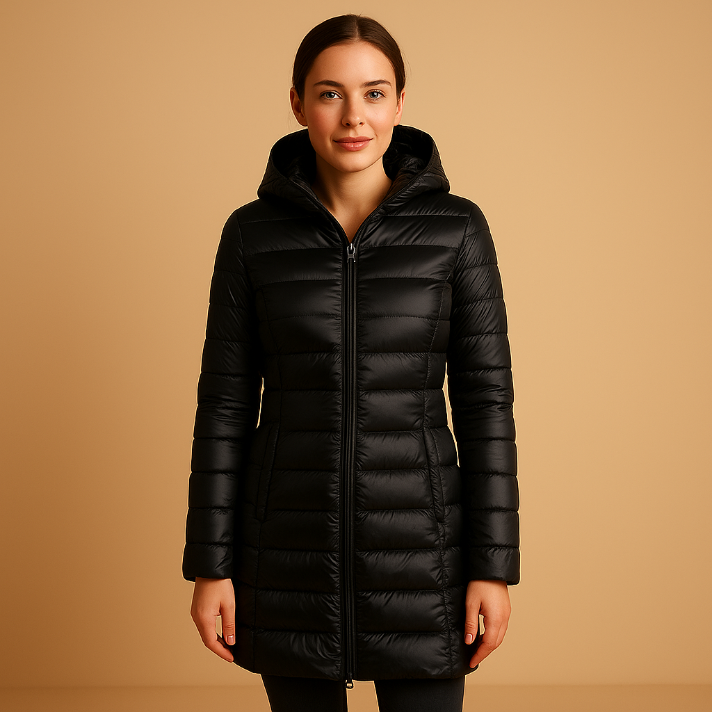Lightweight padded women’s jacket with insulated design and modern streamlined fit, ideal for winter and transitional seasons.