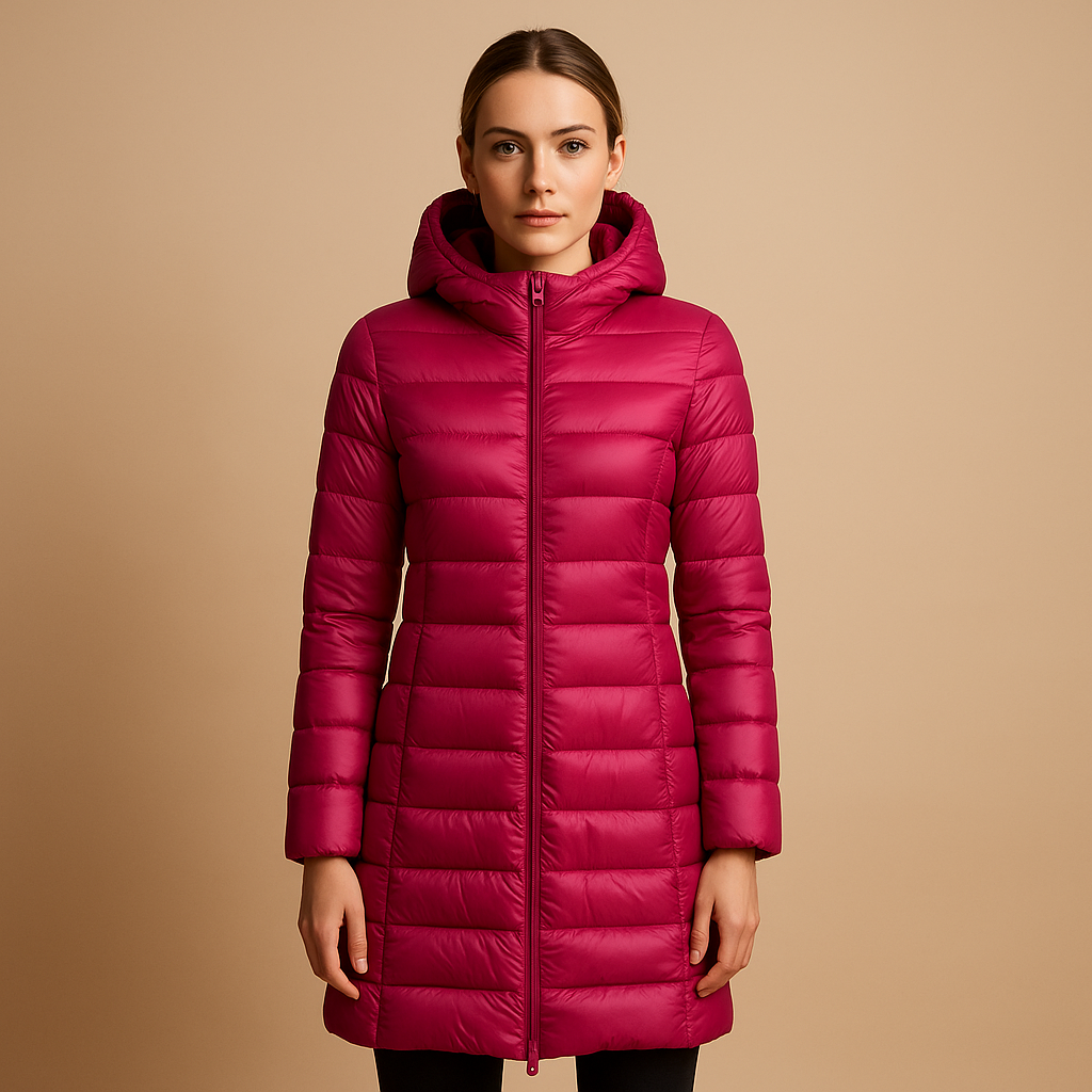 Lightweight padded women’s jacket with insulated design and modern streamlined fit, ideal for winter and transitional seasons.