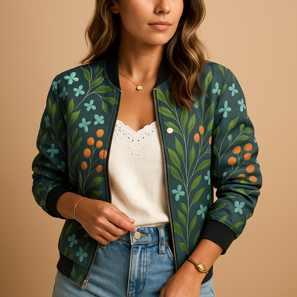 Women’s lightweight printed summer jacket with relaxed fit, breathable fabric, and button closure in multiple stylish colors.