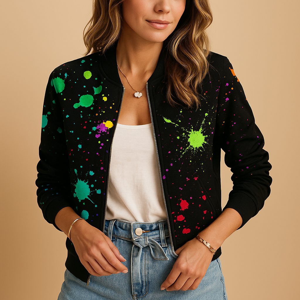 Women’s lightweight printed summer jacket with relaxed fit, breathable fabric, and button closure in multiple stylish colors.