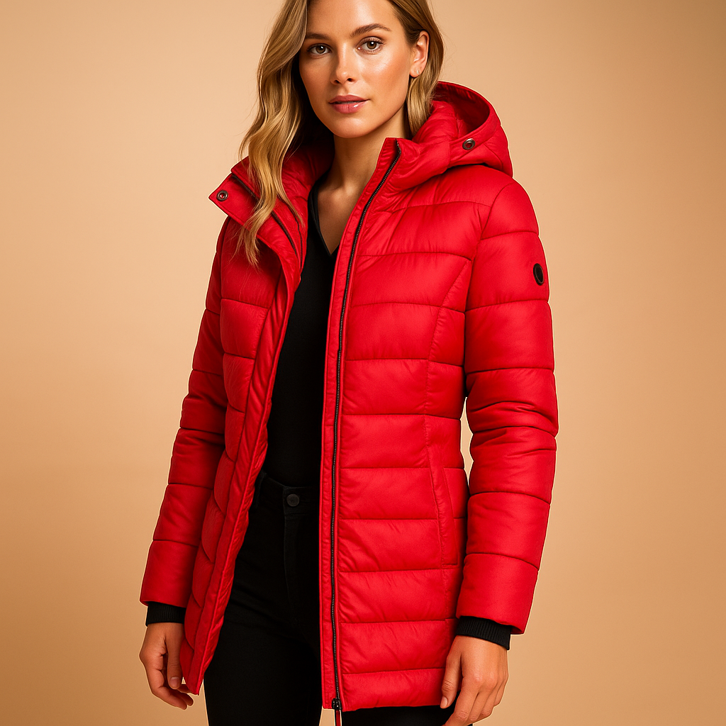 Lightweight quilted puffer jacket for women with natural filling, modern design, and vibrant seasonal colors—ideal for autumn and winter wear.