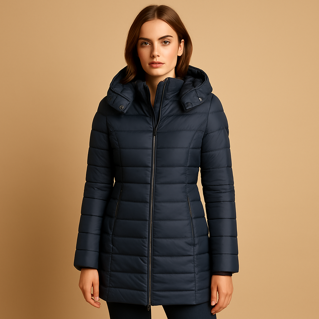 Lightweight quilted puffer jacket for women with natural filling, modern design, and vibrant seasonal colors—ideal for autumn and winter wear.