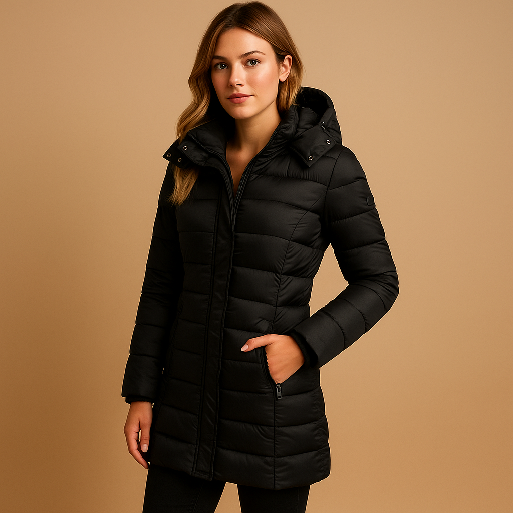 Lightweight quilted puffer jacket for women with natural filling, modern design, and vibrant seasonal colors—ideal for autumn and winter wear.