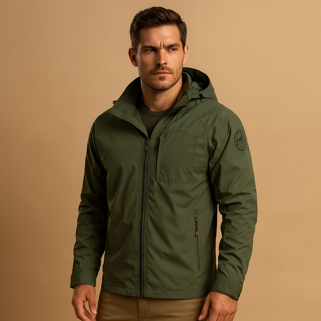 Men’s lightweight summer outdoor jacket with breathable design and multiple pockets, ideal for hiking, camping, and everyday use.