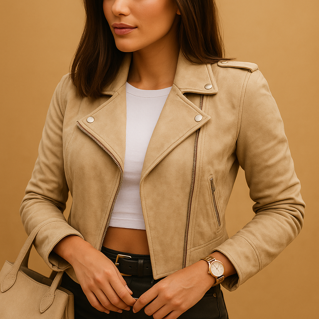 Women’s lightweight tailored jacket with zip closure, stand-up collar, and breathable fabric. Perfect for both formal and casual wear.