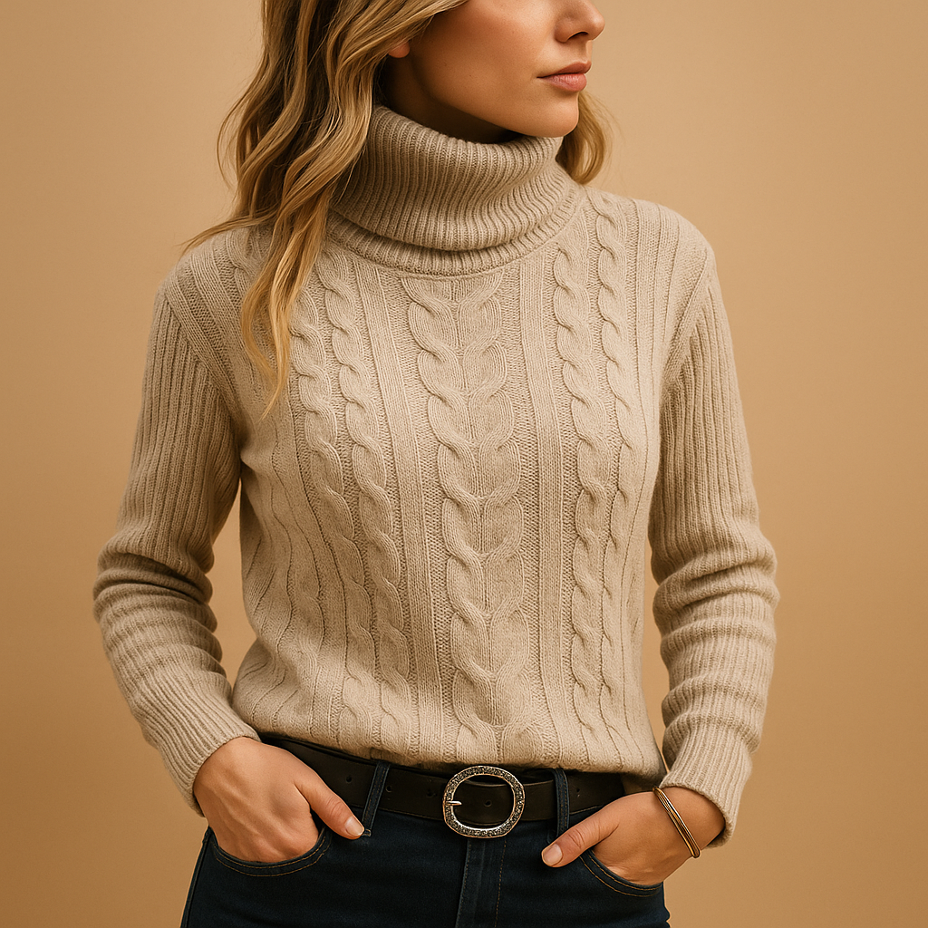 Women’s lightweight turtleneck sweater with relaxed fit and minimalist design, made from soft breathable fabric. Ideal for casual, work, or everyday wear.