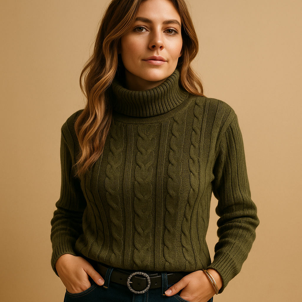 Women’s lightweight turtleneck sweater with relaxed fit and minimalist design, made from soft breathable fabric. Ideal for casual, work, or everyday wear.