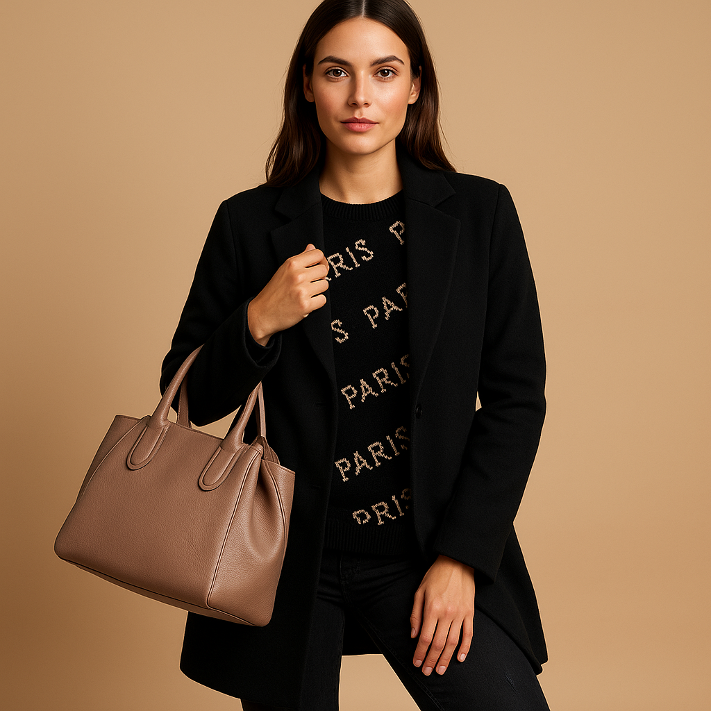Long elegant jacket for women with a classic cut, refined details, and versatile design—ideal for daily wear or formal events.