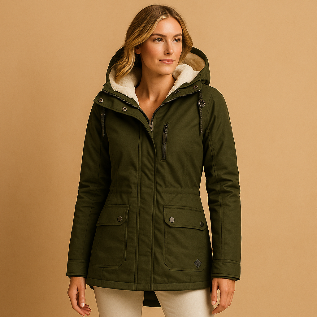 Women’s long elegant winter coat with high-quality insulation and classic design. Perfect for casual outings, work, and formal winter occasions.