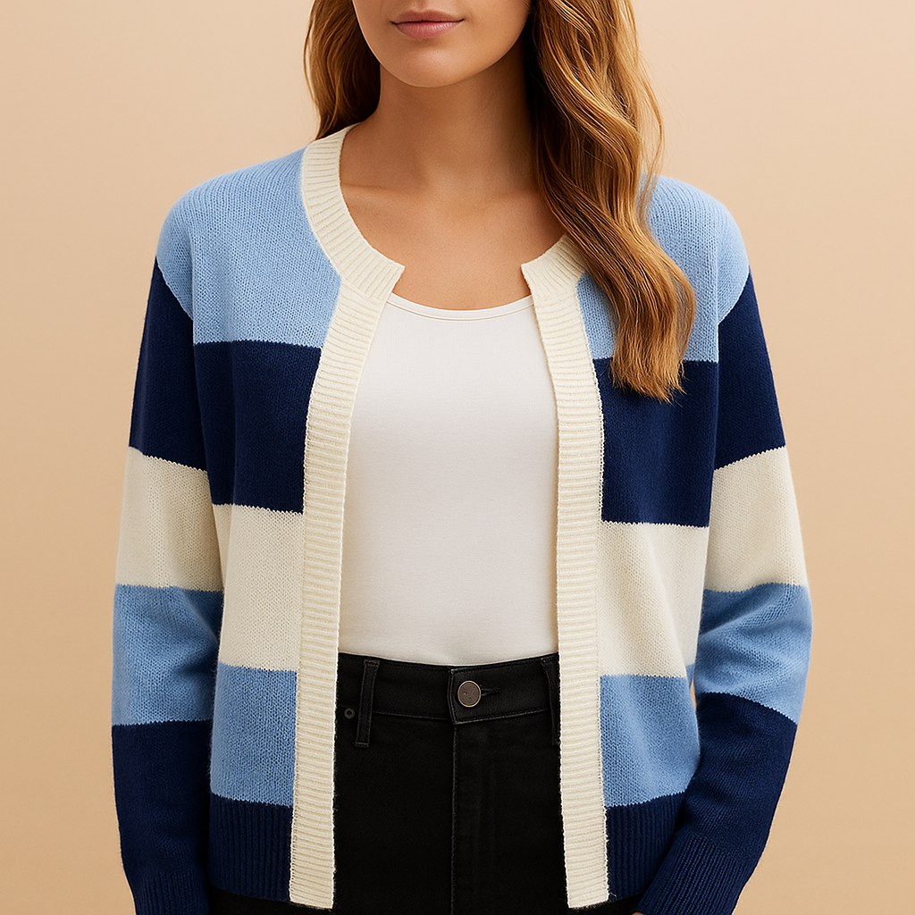 Long open-front cardigan for women with smooth drape, available in relaxed or tailored fit, ideal for work, layering, or casual everyday outfits.