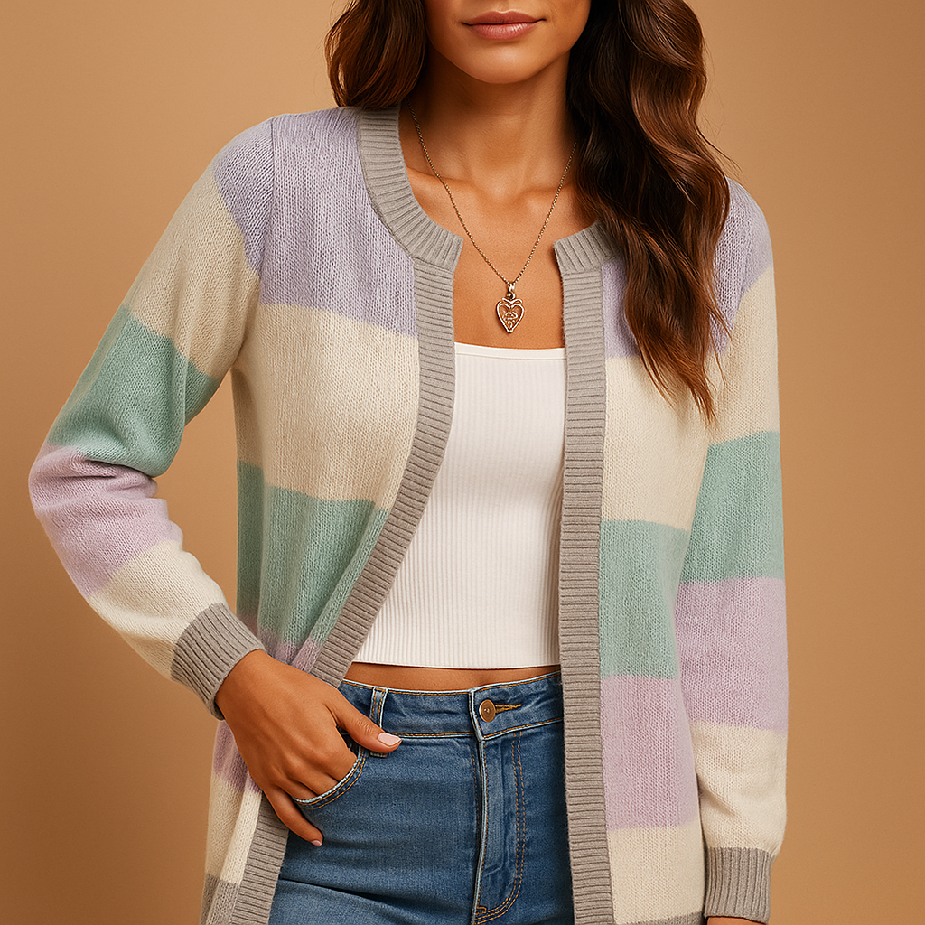 Long open-front cardigan for women with smooth drape, available in relaxed or tailored fit, ideal for work, layering, or casual everyday outfits.
